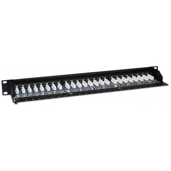 Intellinet 513487 24-poorts Cat5e STP 1U rackmount patchpaneel, zwart