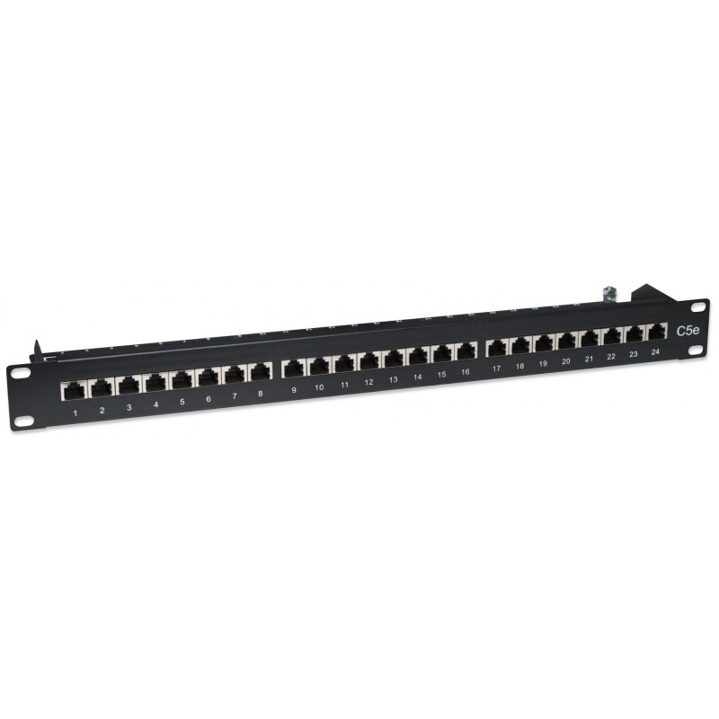 Intellinet 513487 24-poorts Cat5e STP 1U rackmount patchpaneel, zwart
