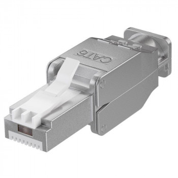 Techly 105889 gereedschapsloze RJ45 Cat6 STP modulaire stekker, 1G, afgeschermd, transparant