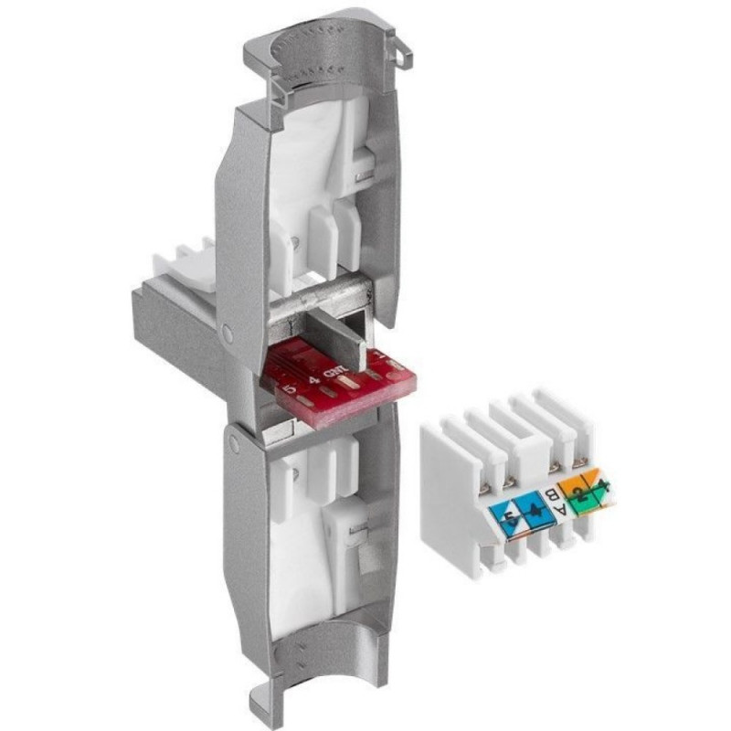 Techly 105889 gereedschapsloze RJ45 Cat6 STP modulaire stekker, 1G, afgeschermd, transparant
