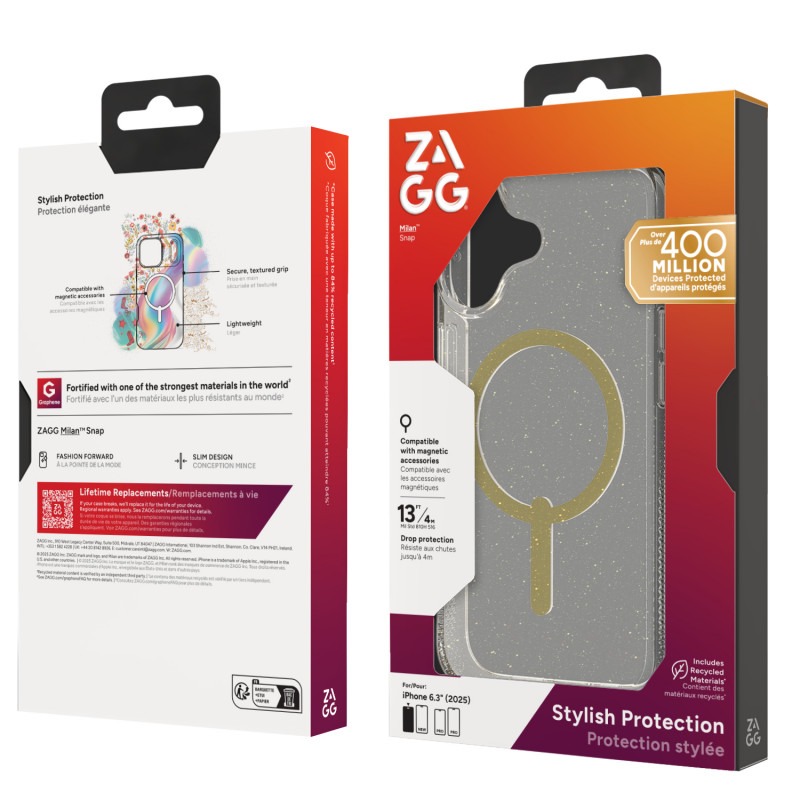 ZAGG Milan Snap hoes voor iPhone 17 - glitter goud