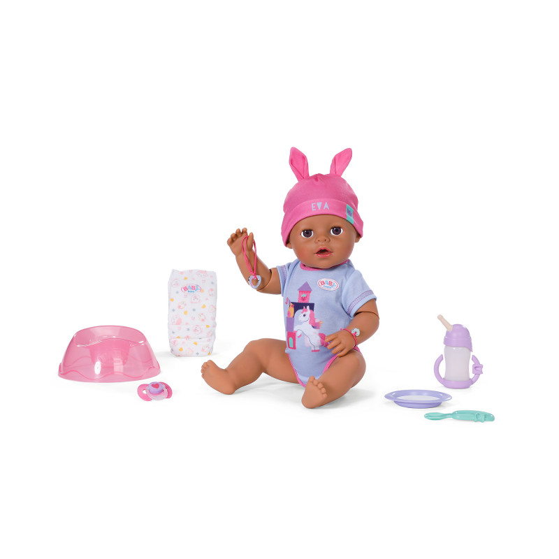 ZAPF CREATION BABY born Eva Click & Play 43cm pop met blond haar en blauwe ogen