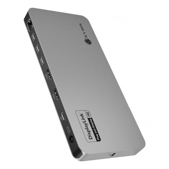 ICY BOX IB-DK7402-C31 Diamond Dock 12-in-1 USB-C-dockingstation, 5x video-uitgang, 140 W PD, DisplayLink, antraciet/zwart