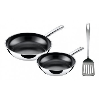 SILIT Talis pannenset met pannenlikker, 20 & 24 cm, RVS/zwart