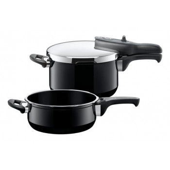 SILIT Silargan Sicomatic t-Plus Snelkookpannenset 4,5L + 3,0L, 22cm, Zwart