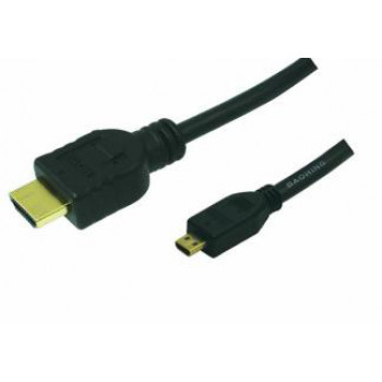LogiLink high speed HDMI-kabel met ethernet, HDMI Type-A stekker naar micro HDMI Type-D stekker, 1,5 m, zwart