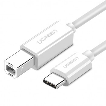 UGREEN US241 USB 2.0 USB-C naar USB-B printerkabel 1,5m wit