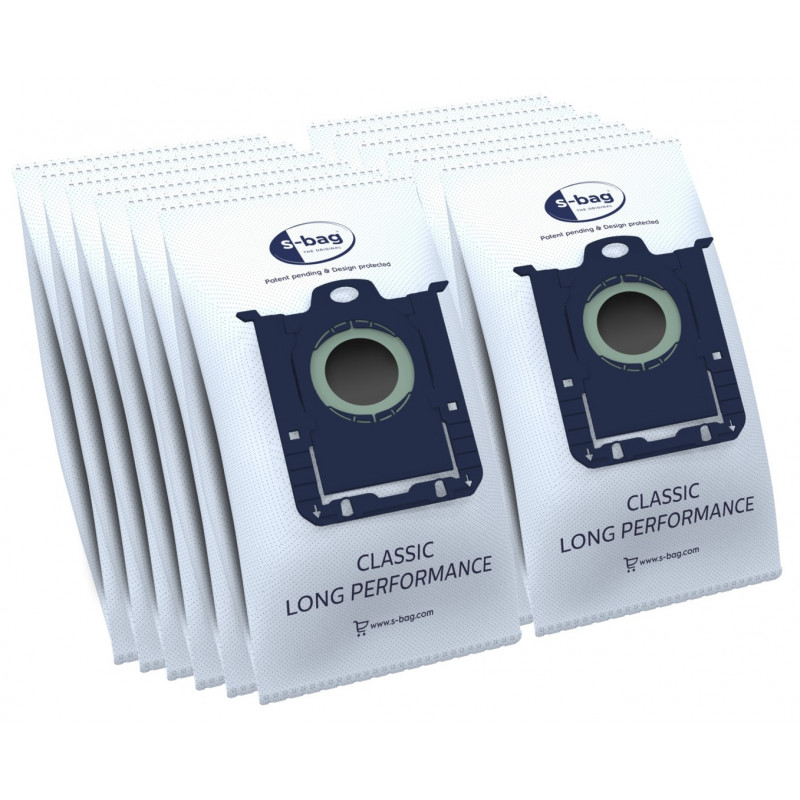 AEG GR201SM s-bag Classic Long Performance stofzuigerzakken, 8-pack, blauw/wit, voor VX4 serie 900 168 824