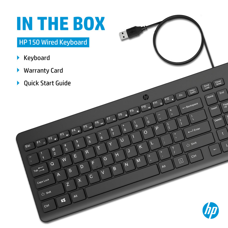 HP 150 bedrade toetsenbord Grieks (GRK) zwart 664R5AA#AB7