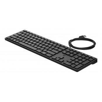 HP Desktop 320K bedrade USB-toetsenbord – Belgisch AZERTY-layout, zwart, full-size met numeriek toetsenblok, spatwaterdicht, voor thin clients en desktops (9SR37AA#AC0)