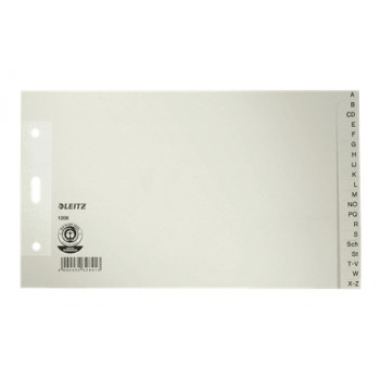 Leitz Manila Board indexregister A-Z, A5 liggend, 20-delig, grijs, 100 g/m², 80 mm perforatie met versterkte gaten (1206-00-85)