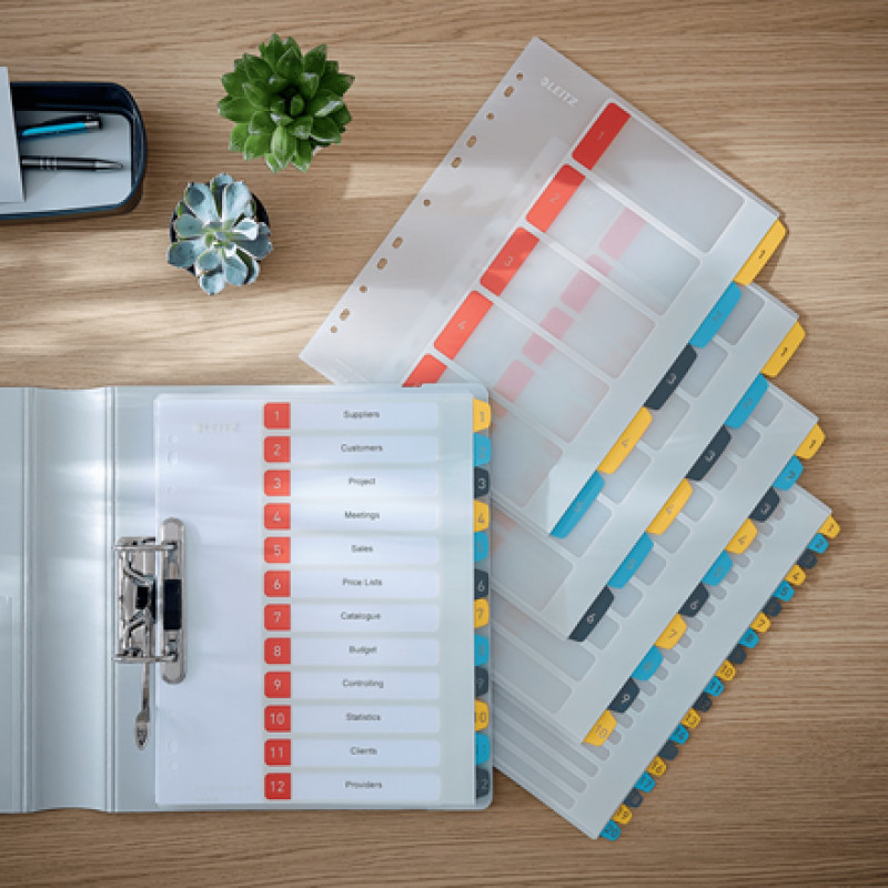 Leitz Cosy A4 gedrukt register-set, 1-12, PP, meerkleurig 12480000