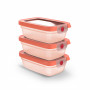 EMSA ONE CLICK bewaardoos-set, 3 x 0,5 L, oranje deksel, luchtdicht & lekvrij, BPA-vrij 3110601836