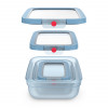EMSA ONECLICK bewaardoosset, 3 delen, 0,5/1,2/2,3 L, blauwe deksels, transparante dozen 3110601764