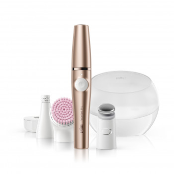 Braun FaceSpa Pro 921 3-in-1 gezichtsepilator, reinigingsborstel & toning-apparaat, brons-wit
