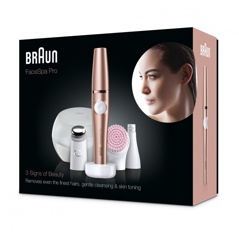 Braun FaceSpa Pro 921 3-in-1 gezichtsepilator, reinigingsborstel & toning-apparaat, brons-wit