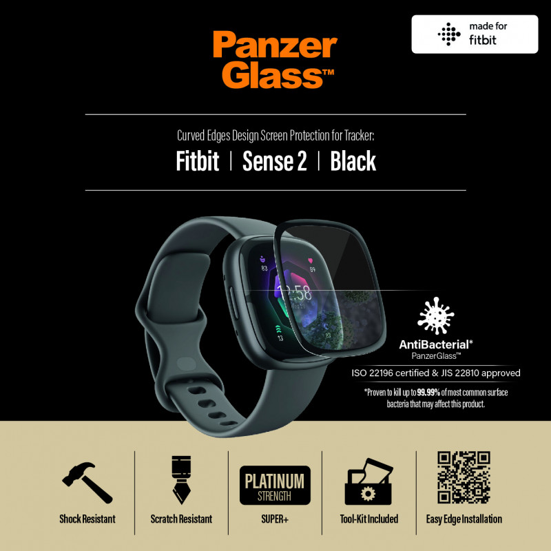 PanzerGlass displayscherm voor Fitbit Sense 2 zwart PanzerGlass 3667