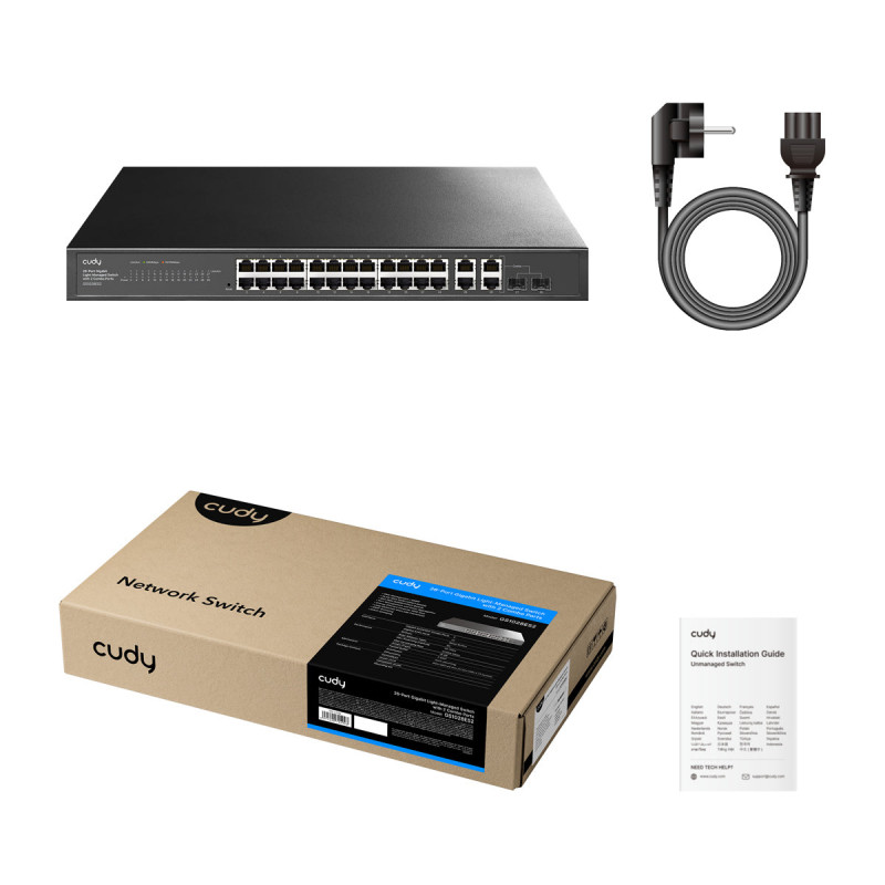 Cudy GS1028ES2 26-poorts Gigabit Ethernet switch met 2 combo SFP