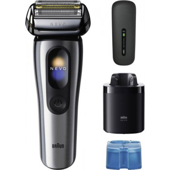 Braun NEVO 17000cc elektrische scheerapparaat met Clean&Charge station, 5 modi, 360°-scheerkop, chroom/zilver 349659