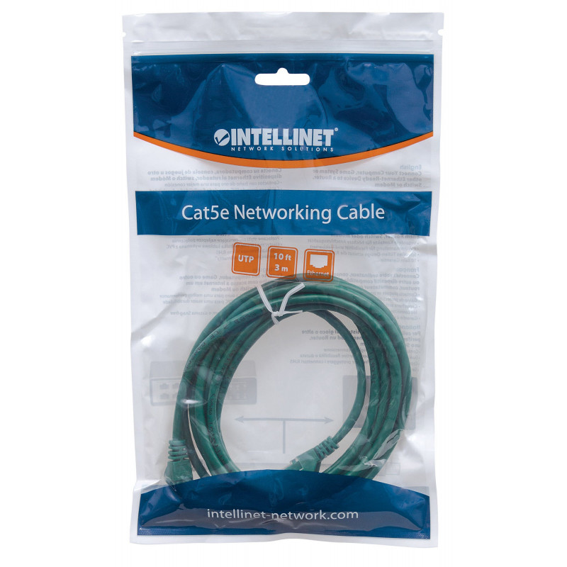 Intellinet Cat6 UTP patchkabel, 2 x RJ-45, aangegoten, 15,0 m, groen (342537)