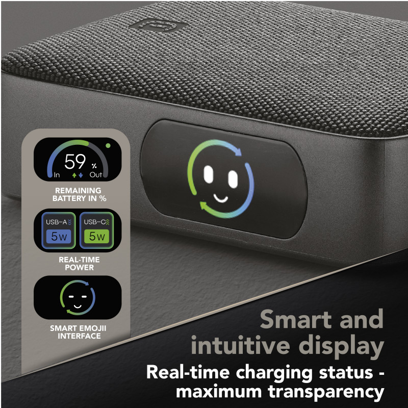 Cellularline Powerview IQ powerbank 10000 mAh, 45 W, USB-C / USB-A, IQ Display 61435