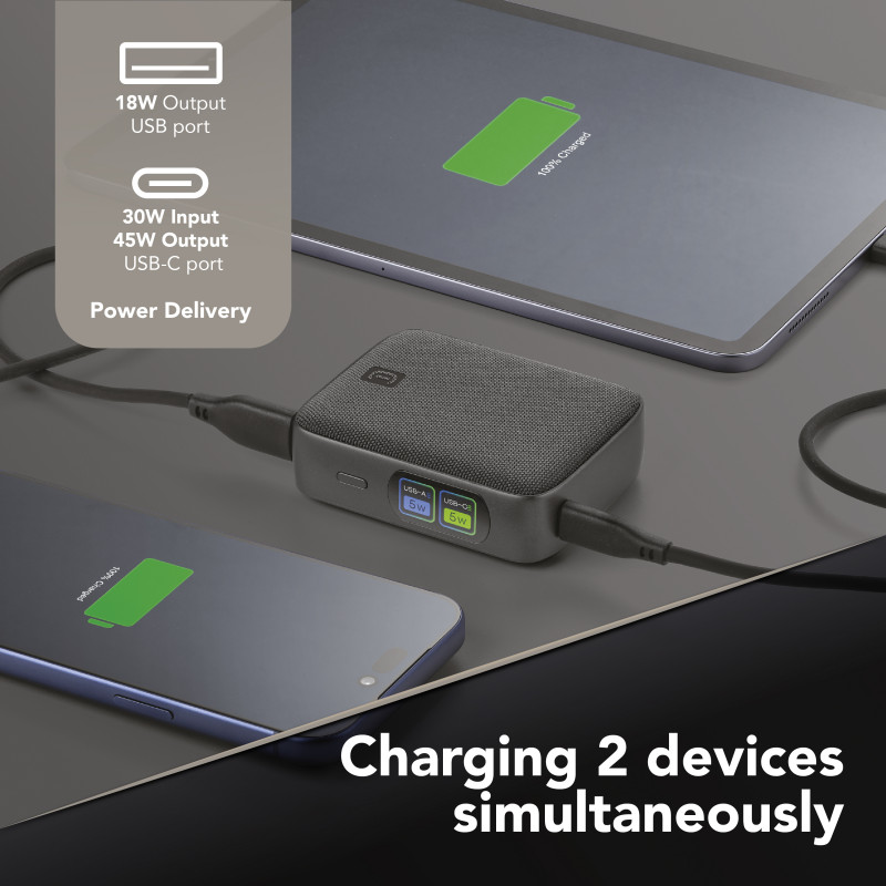 Cellularline Powerview IQ powerbank 10000 mAh, 45 W, USB-C / USB-A, IQ Display 61435