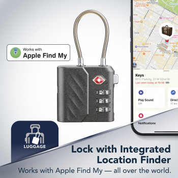 Cellularline TRACY LOCK slim hangslot met Bluetooth-tracker via Apple Find My, zwart 61302