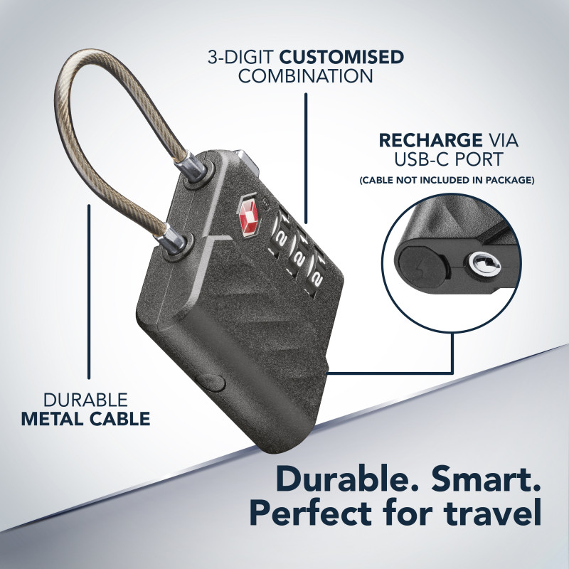 Cellularline TRACY LOCK slim hangslot met Bluetooth-tracker via Apple Find My, zwart 61302