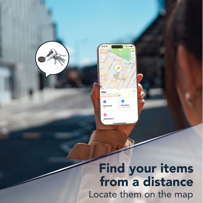 Cellularline TRACY TAG Bluetooth-tracker voor Apple Find My, wit 60997