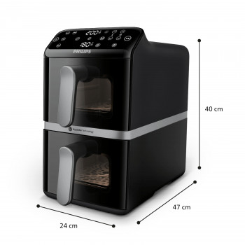 Philips Ovi Stacked Dual Basket 4000 heteluchtfriteuse 9L 2700W zwart & zilver NA461/00