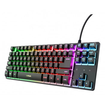 Trust Gaming GXT833 THADO TKL gaming-toetsenbord - tenkeyless, metalen bovenplaat, meerkleurige LED-achtergrondverlichting, membraan, bedraad USB