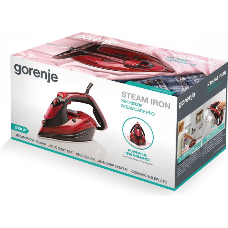 Gorenje SIH2800BF stoomstrijkijzer 2800 W keramische zoolplaat rood