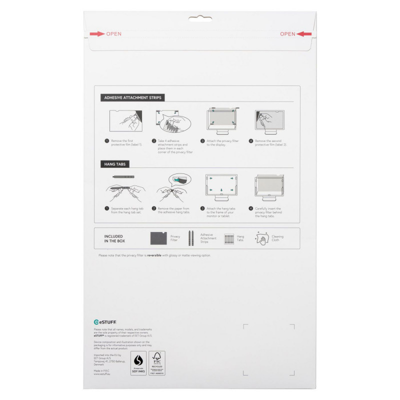 eSTUFF Gearlab GLBB31698393 frameloze privacyfilter voor 31,5 inch monitors (16:9)