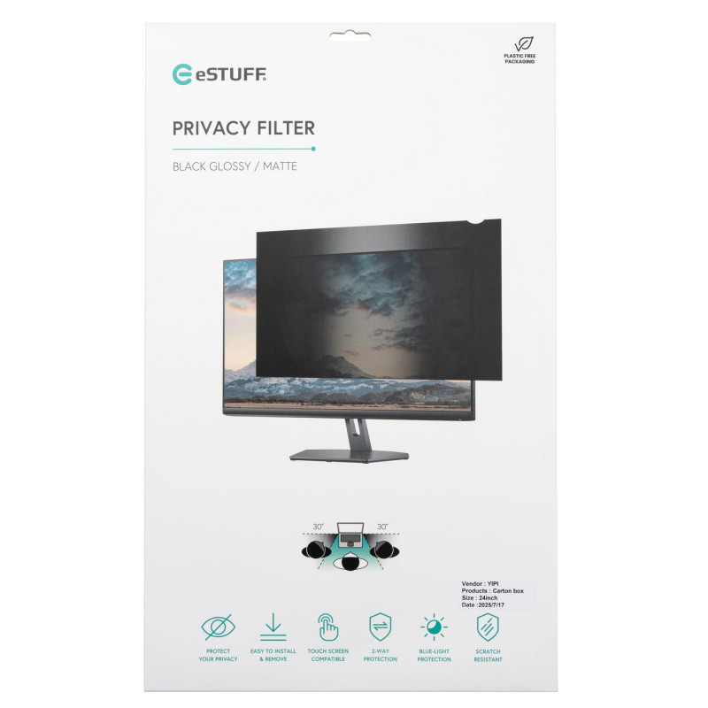 eSTUFF Gearlab GLBB31698393 frameloze privacyfilter voor 31,5 inch monitors (16:9)