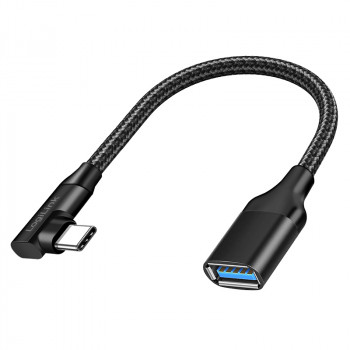 LogiLink CU0100 USB-C naar USB-A adapterkabel, 0,2 m, 10 Gbps, 90° gewinkeld, zwart