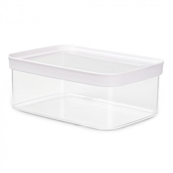 EMSA OPTIMA rechthoekige bewaarbox voor droge levensmiddelen, 2,0 L, transparant met witte deksel, luchtdichte verse seal, BPA-vrij kunststof, 1 stuk 3110600898