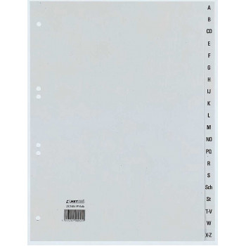 REXEL HETZEL A4 A-Z register, 20-tab, polypropyleen, grijs, 80-80-80 mm perforatie 25240481