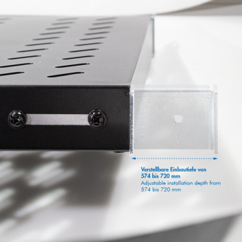 LogiLink 19 inch rack-legbord 1U verstelbare diepte 570 mm geperforeerd zwart voor 800 mm diepe kasten SF0800B