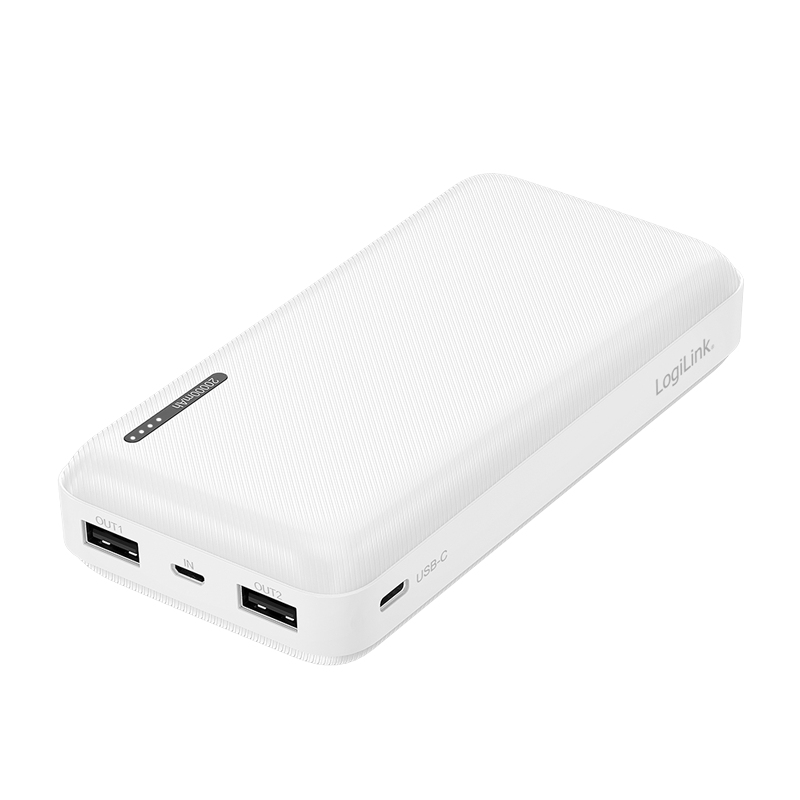 LogiLink PA0323W powerbank 20000 mAh wit - 2x USB-A, 1x USB-C, 20W PD