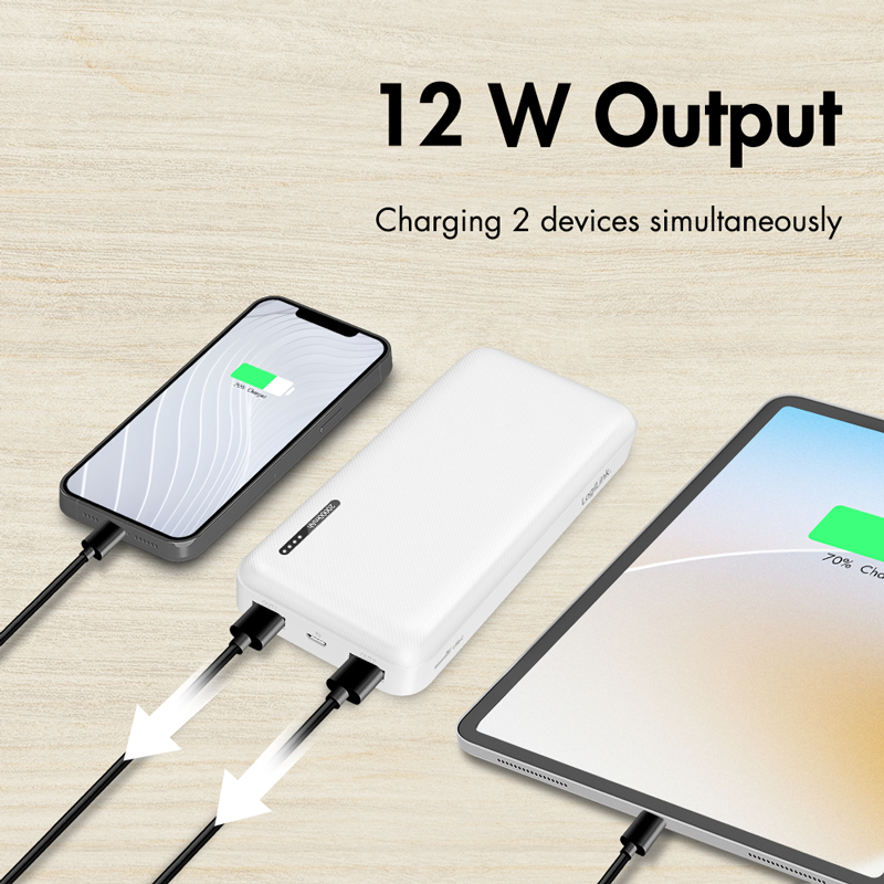 LogiLink PA0323W powerbank 20000 mAh wit - 2x USB-A, 1x USB-C, 20W PD