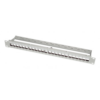 LogiLink 19 inch Keystone patchpanel, 24 poorten, afgeschermd, lichtgrijs (RAL7035), 1U, voor maximaal 24 Keystone-modules, 1 st. (NK4073)