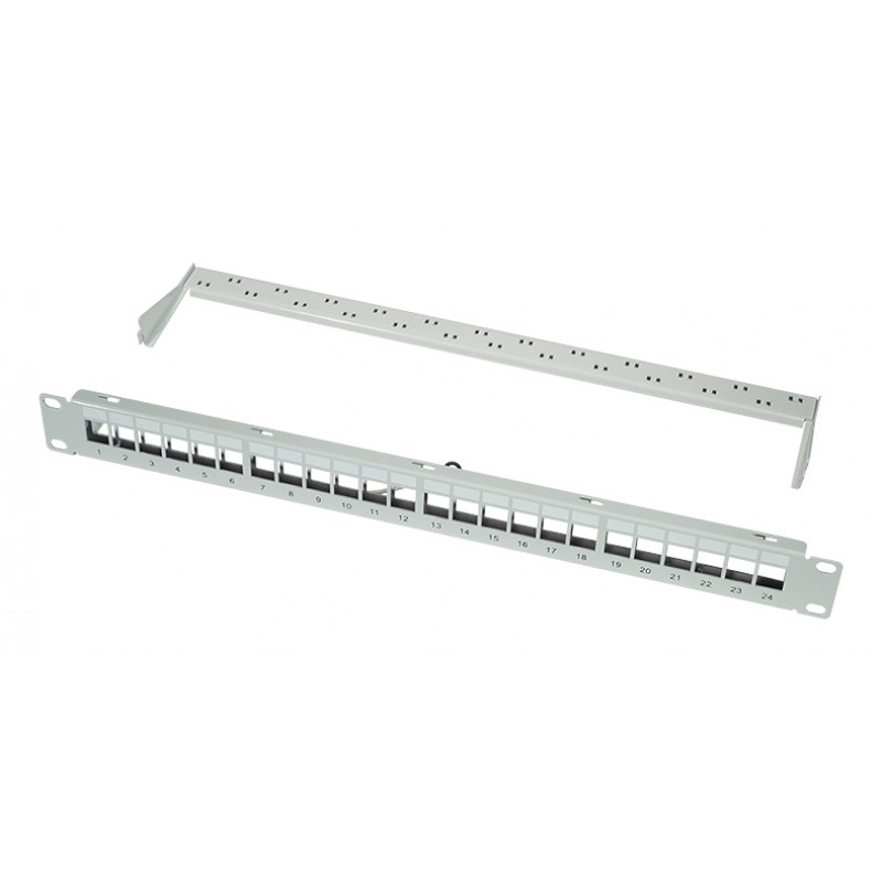 LogiLink 19 inch Keystone patchpanel, 24 poorten, afgeschermd, lichtgrijs (RAL7035), 1U, voor maximaal 24 Keystone-modules, 1 st. (NK4073)