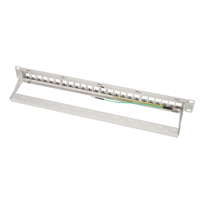 LogiLink 19 inch Keystone patchpanel, 24 poorten, afgeschermd, lichtgrijs (RAL7035), 1U, voor maximaal 24 Keystone-modules, 1 st. (NK4073)