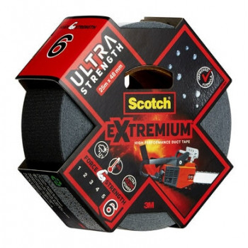 3M Extremium zwart weefband 48 mm x 25 m, 6 rollen – waterbestendig UV-bestendig reparatieband 7100205699