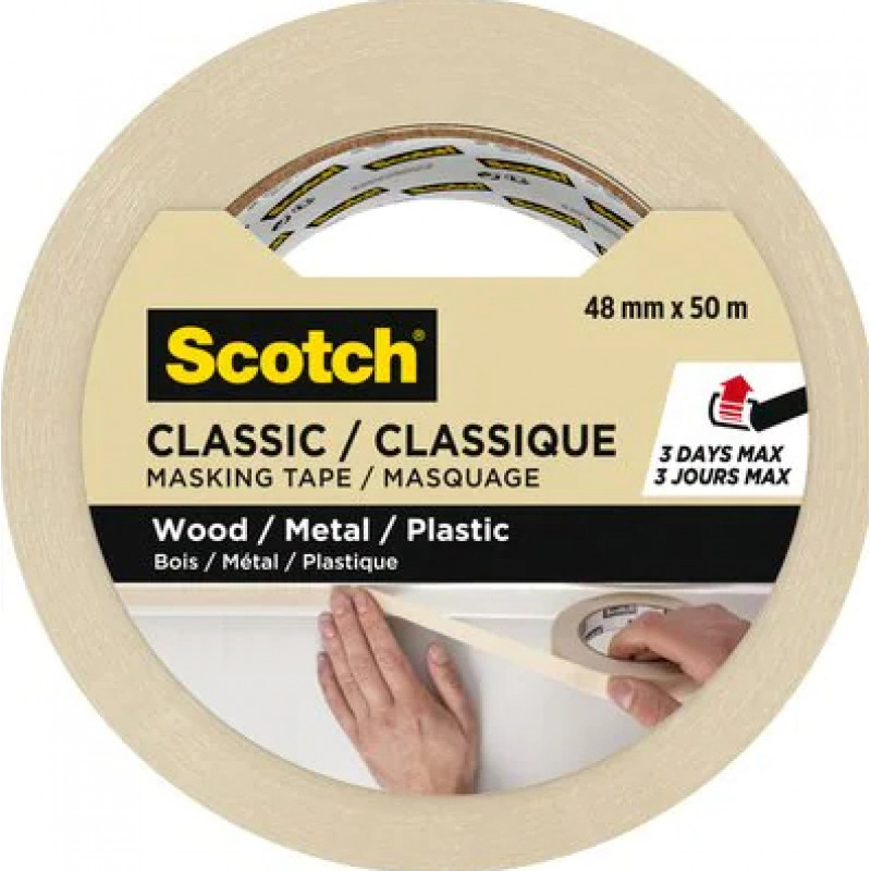 3M Classic 2000 schildersafdekband, beige, 48 mm x 50 m, PEFC-gecertificeerd (CLASSIC-4850 PEFC)