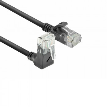 ACT DC4901 1m CAT6A U/UTP LSZH slimline patchkabel, zwart, RJ45 90° haaks naar recht
