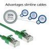 ACT groene 1 m LSZH S/FTP CAT6A slimline patchkabel met RJ45-stekkers, snagless (DB7701)