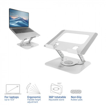 ACT laptopstandaard 360° draaibaar, traploos in hoogte verstelbaar, ACT Essentials (AC8136)