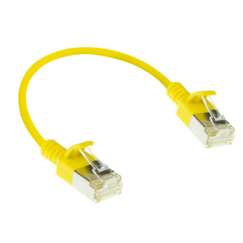 ACT DC7830 geel 0,15m LSZH U/FTP CAT6A datacenter slimline patchkabel snagless RJ45