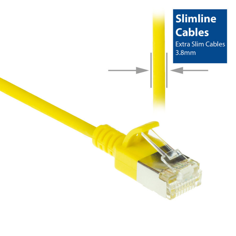 ACT DC7830 geel 0,15m LSZH U/FTP CAT6A datacenter slimline patchkabel snagless RJ45